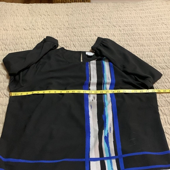 Liz Claiborne Women’s Abstract Black/Blue Size XL Blouse Office Artsy - Picture 8 of 12